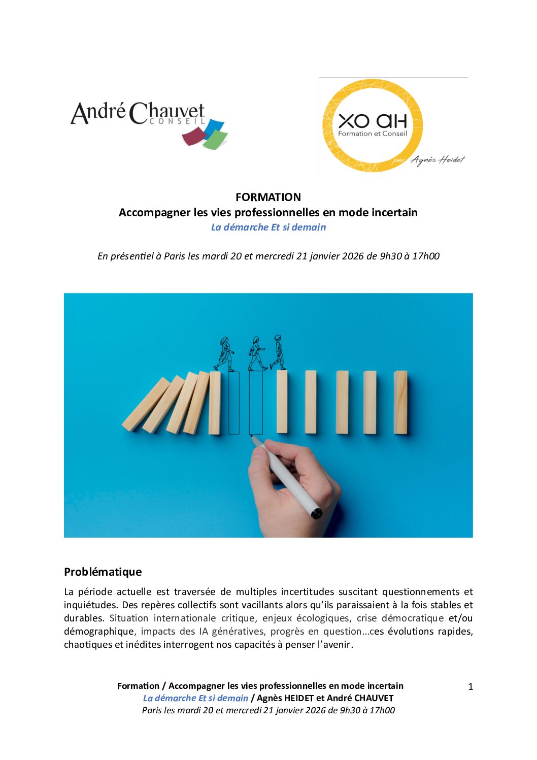 FORMATION Accompagner les vies professionnelles en mode incertain : La démarche Et si demain